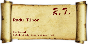 Radu Tibor névjegykártya